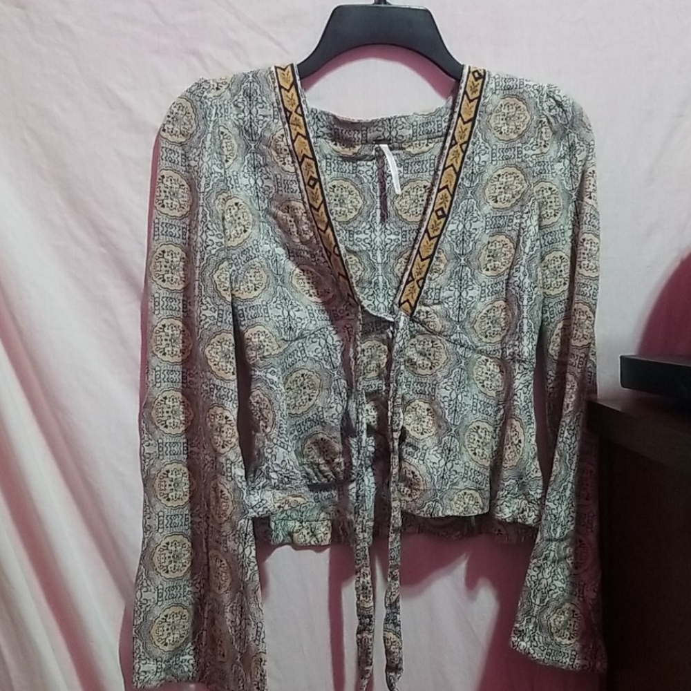 Free People Boho Bell Sleeve Blouse